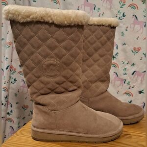 Michael Kors Beige Suede Shearling Boho Neutral Casual Winter Boot Shoe SZ 6M
